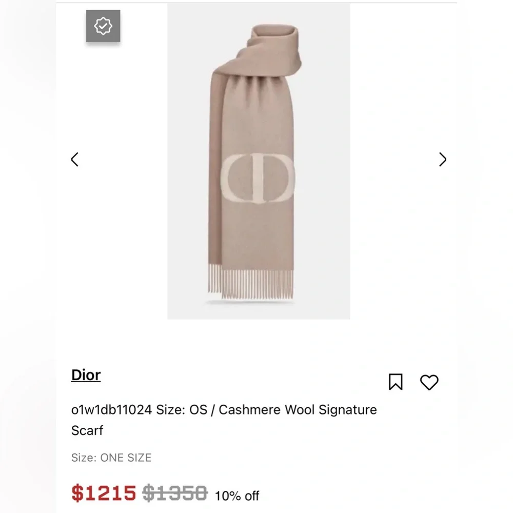 Dior Signature Cashmere & Wool Scarf – New in Box NWT